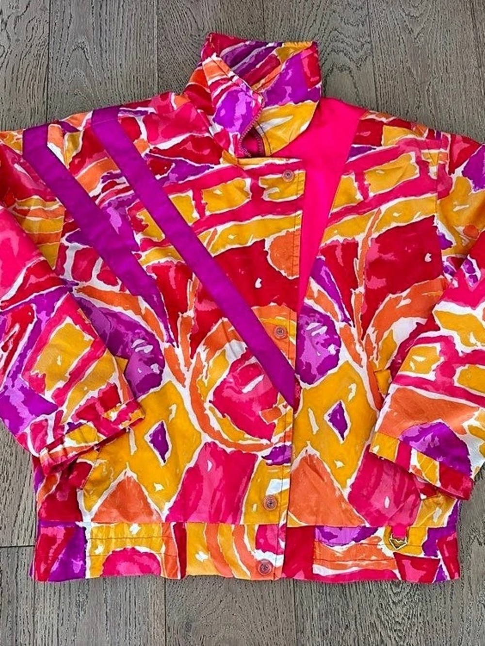 Vintage 80s 90s Obermeyer Sport Sailboard Women's Size 6 Neon Pink Multi Ski